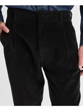 Madewell Mens Pleated Corduroy Trousers~Size 32~Washed Black Pants NWT L7 02